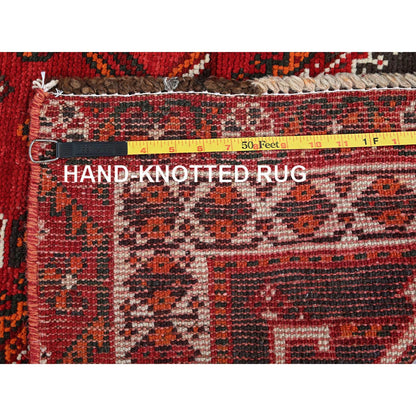 Overdyed & Vintage Wool Hand Knotted Rug Red 5.4x7.6 -O0807