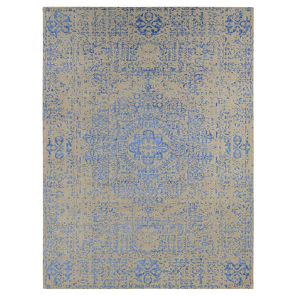 Mamluk Wool & Art Silk Hand Loomed Rug Blue No Border 8.9X12.0 -O080800