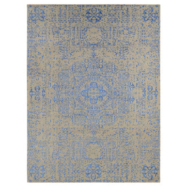 Mamluk Wool & Art Silk Hand Loomed Rug Blue No Border 8.9X12.0 -O080800