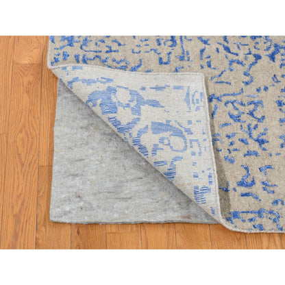 Mamluk Wool & Art Silk Hand Loomed Rug Blue No Border 8.9X12.0 -O080800