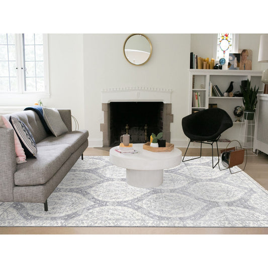 Modern and Contemporary Cotton Hand Knotted Rug Ivory Ivory 9.0X12.0 -O080803