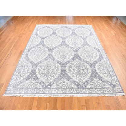 Modern and Contemporary Cotton Hand Knotted Rug Ivory Ivory 9.0X12.0 -O080803