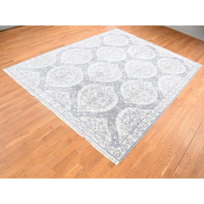 Modern and Contemporary Cotton Hand Knotted Rug Ivory Ivory 9.0X12.0 -O080803