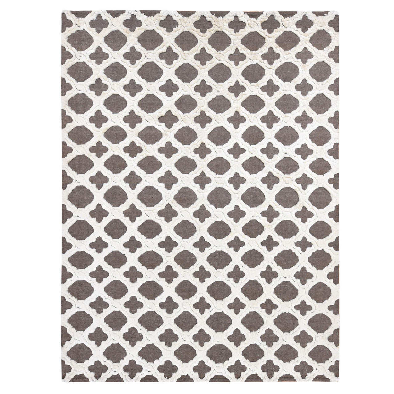 Ivory 9'3" x 11'7" Modern and Contemporary Hand knotted Wool Rug - Sku: O080807