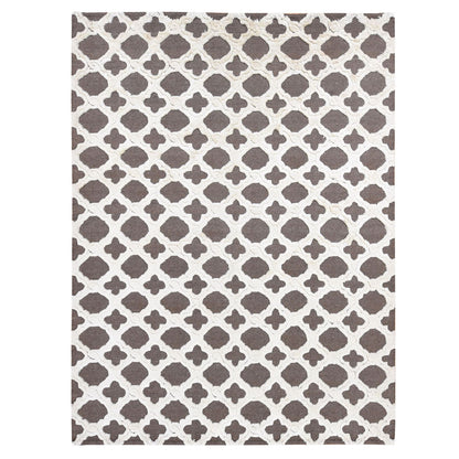 Modern and Contemporary Wool Hand Knotted Rug Ivory No Border 9.3X11.7 -O080807