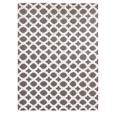 Modern and Contemporary Wool Hand Knotted Rug Ivory No Border 9.3X11.7 -O080807