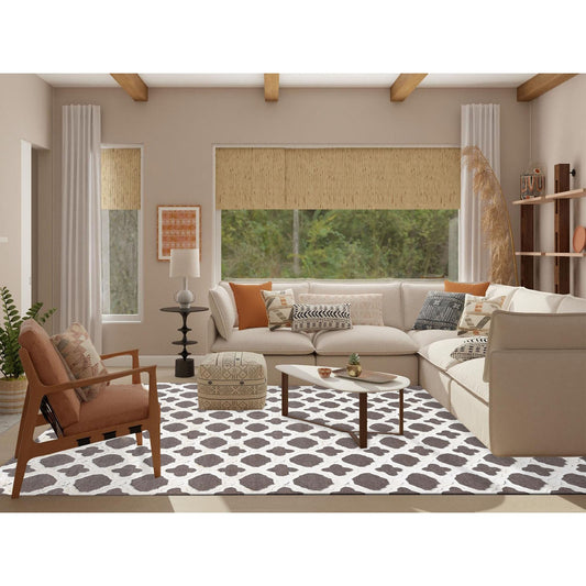 Modern and Contemporary Wool Hand Knotted Rug Ivory No Border 9.3X11.7 -O080807