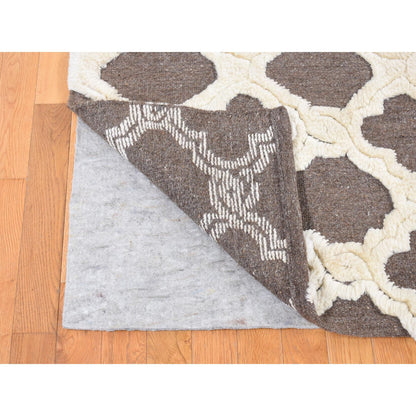 Modern and Contemporary Wool Hand Knotted Rug Ivory No Border 9.3X11.7 -O080807