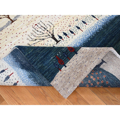 Tribal & Geometric Wool Hand Knotted Rug Ivory No Border 9.0X12.0 -O080814