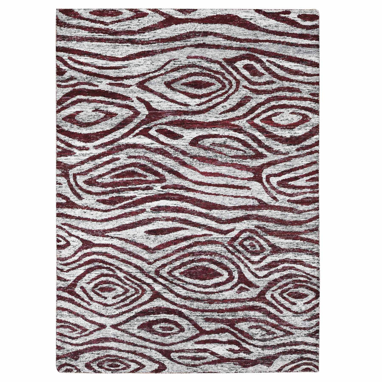 Ivory 9'0" x 11'7" Modern and Contemporary Hand knotted Wool Rug - Sku: O080816