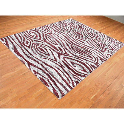 Modern and Contemporary Wool Hand Knotted Rug Ivory No Border 9.0X11.7 -O080816