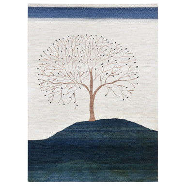 Transitional Wool Hand Knotted Rug Ivory No Border 8.7X12.0 -O080817