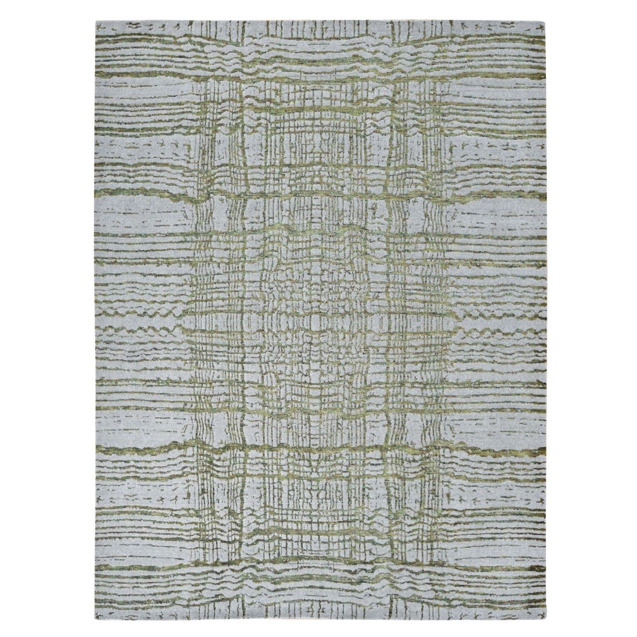 Gray 9'2" x 11'8" Modern and Contemporary Handloom Wool/Silk Rug - Sku: O080818