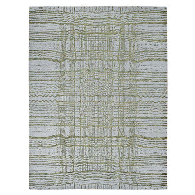 Modern and Contemporary Wool & Silk Hand Loomed Rug Grey No Border 9.2X11.8 -O080818