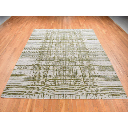 Modern and Contemporary Wool & Silk Hand Loomed Rug Grey No Border 9.2X11.8 -O080818