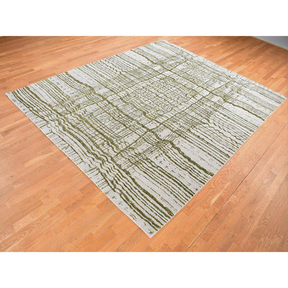 Modern and Contemporary Wool & Silk Hand Loomed Rug Grey No Border 9.2X11.8 -O080818