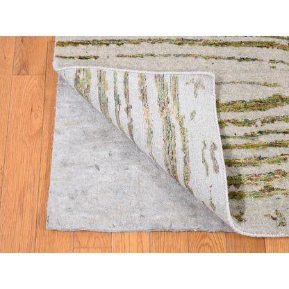 Modern and Contemporary Wool & Silk Hand Loomed Rug Grey No Border 9.2X11.8 -O080818