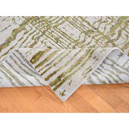 Modern and Contemporary Wool & Silk Hand Loomed Rug Grey No Border 9.2X11.8 -O080818