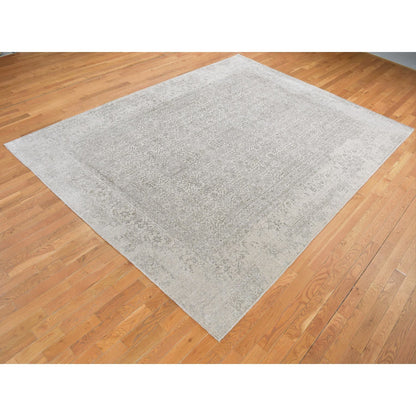 Modern and Contemporary Wool & Silk Hand Loomed Rug Grey No Border 8.9X12.1 -O080819