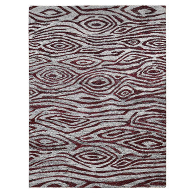Modern and Contemporary Sari Silk Hand Knotted Rug Red No Border 8.10X11.9 -O080821