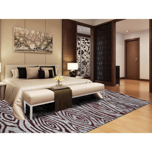 Modern and Contemporary Sari Silk Hand Knotted Rug Red No Border 8.10X11.9 -O080821