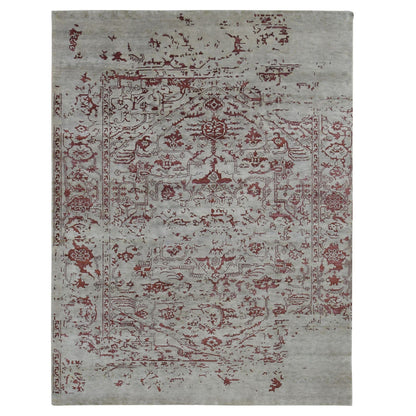 Transitional Wool & Silk Hand Knotted Rug Beige No Border 9.0X11.9 -O080822