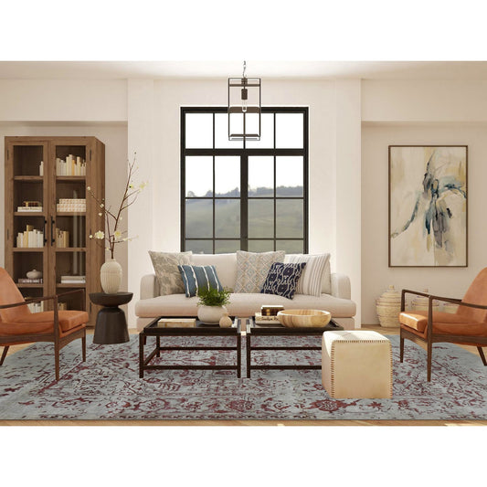 Transitional Wool & Silk Hand Knotted Rug Beige No Border 9.0X11.9 -O080822