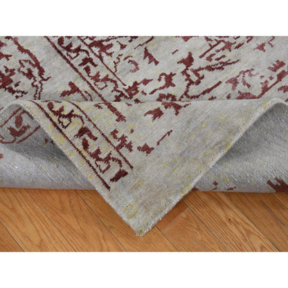 Transitional Wool & Silk Hand Knotted Rug Beige No Border 9.0X11.9 -O080822