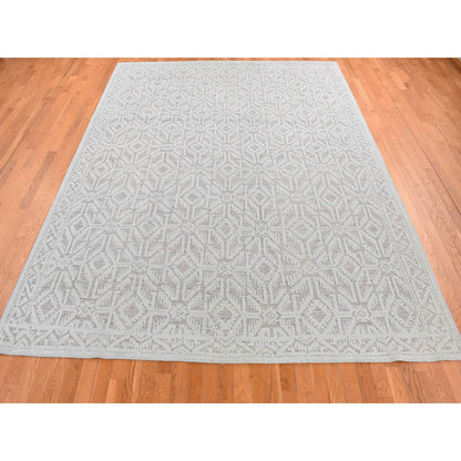 Tribal & Geometric Wool Hand Knotted Rug Blue Blue 9.0X12.0 -O080823