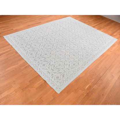 Tribal & Geometric Wool Hand Knotted Rug Blue Blue 9.0X12.0 -O080823