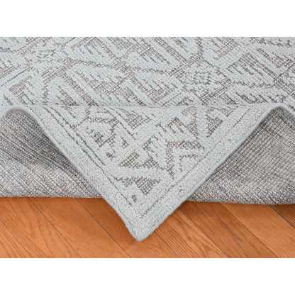 Tribal & Geometric Wool Hand Knotted Rug Blue Blue 9.0X12.0 -O080823