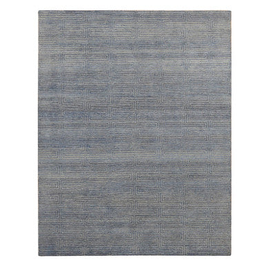 Modern and Contemporary Wool & Silk Hand Knotted Rug Blue No Border 8.0X10.0 -O080827
