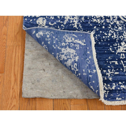 Transitional Wool & Silk Hand Knotted Rug Blue Blue 6.0X8.9 -O080828
