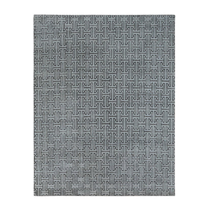 Modern and Contemporary Wool & Silk Hand Knotted Rug Grey No Border 7.10X10.3 -O080832