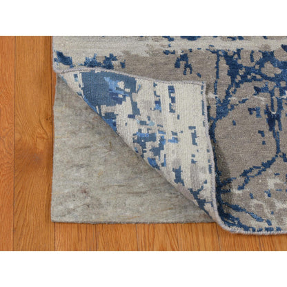 Modern and Contemporary Wool & Silk Hand Knotted Rug Blue No Border 8.1X10.0 -O080833