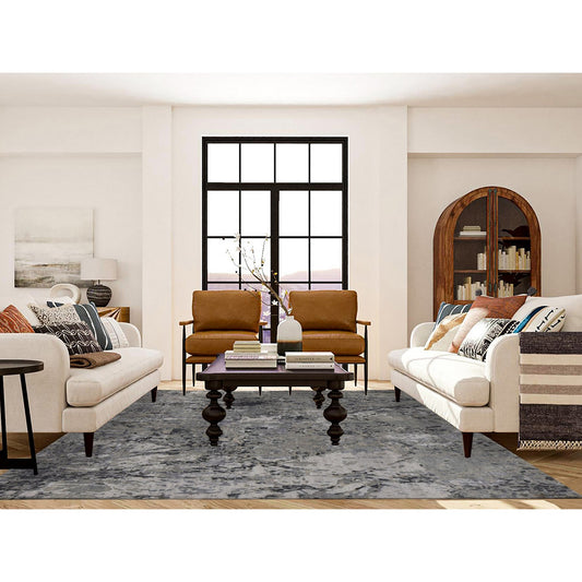 Modern and Contemporary Wool & Silk Hand Knotted Rug Grey No Border 8.0X9.9 -O080834