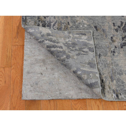 Modern and Contemporary Wool & Silk Hand Knotted Rug Grey No Border 8.0X9.9 -O080834