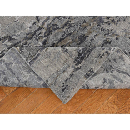 Modern and Contemporary Wool & Silk Hand Knotted Rug Grey No Border 8.0X9.9 -O080834