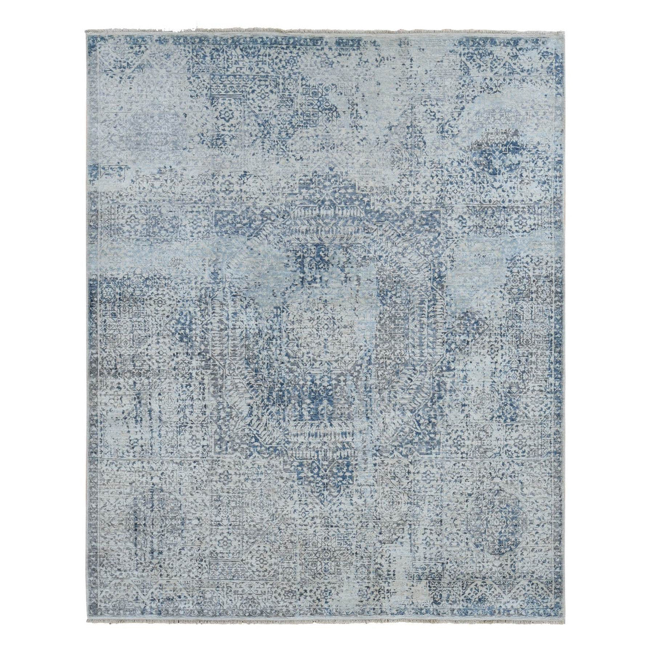 Gray 8'3" x 10'2" Mamluk Hand knotted Wool/Silk Rug - Sku: O080835