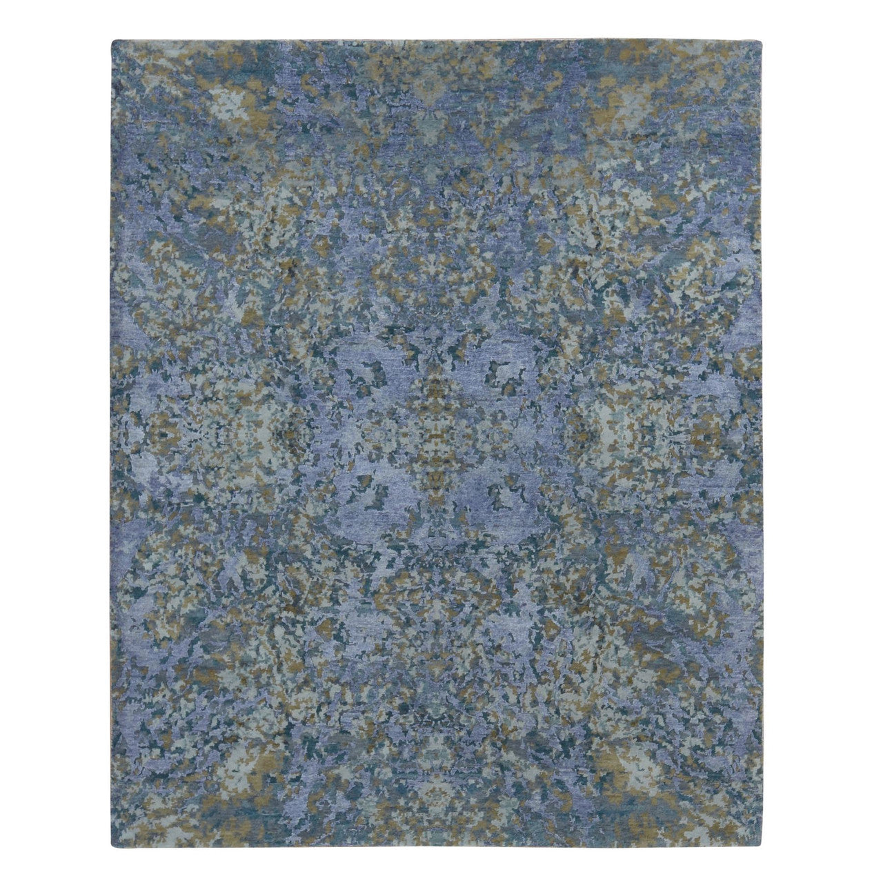 Purple 8'0" x 9'10" Modern and Contemporary Hand knotted Wool/Silk Rug - Sku: O080836