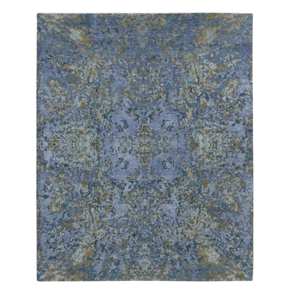 Modern and Contemporary Wool & Silk Hand Knotted Rug Purple No Border 8.0X9.10 -O080836