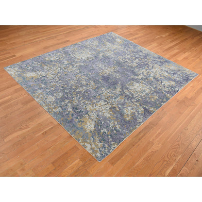 Modern and Contemporary Wool & Silk Hand Knotted Rug Purple No Border 8.0X9.10 -O080836