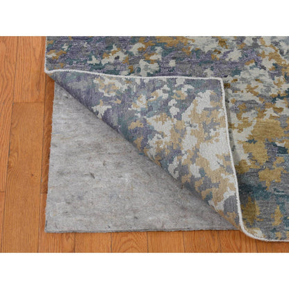 Modern and Contemporary Wool & Silk Hand Knotted Rug Purple No Border 8.0X9.10 -O080836