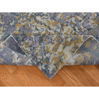 Modern and Contemporary Wool & Silk Hand Knotted Rug Purple No Border 8.0X9.10 -O080836
