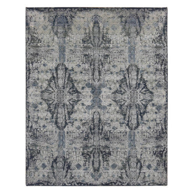 Transitional Wool & Silk Hand Knotted Rug Grey No Border 7.10X10.0 -O080838