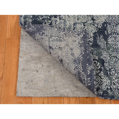 Transitional Wool & Silk Hand Knotted Rug Grey No Border 7.10X10.0 -O080838