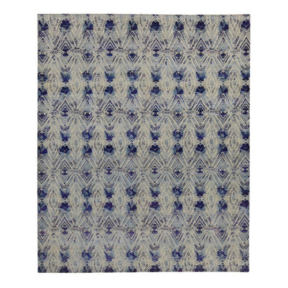 Modern and Contemporary Wool & Silk Hand Knotted Rug Purple No Border 8.0X10.0 -O080841