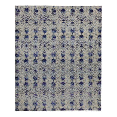 Modern and Contemporary Wool & Silk Hand Knotted Rug Purple No Border 8.0X10.0 -O080841