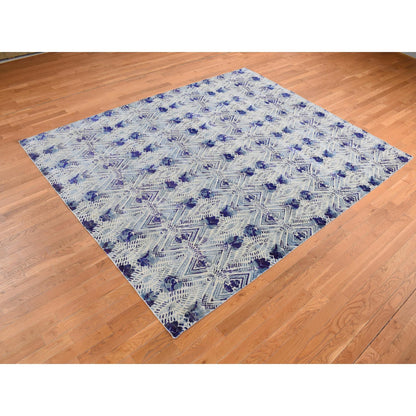 Modern and Contemporary Wool & Silk Hand Knotted Rug Purple No Border 8.0X10.0 -O080841