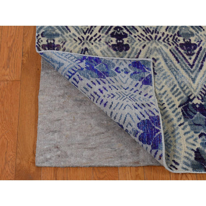Modern and Contemporary Wool & Silk Hand Knotted Rug Purple No Border 8.0X10.0 -O080841